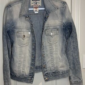 True Religion Women's Trucker Denim Jean Jacket Indigo Size Large